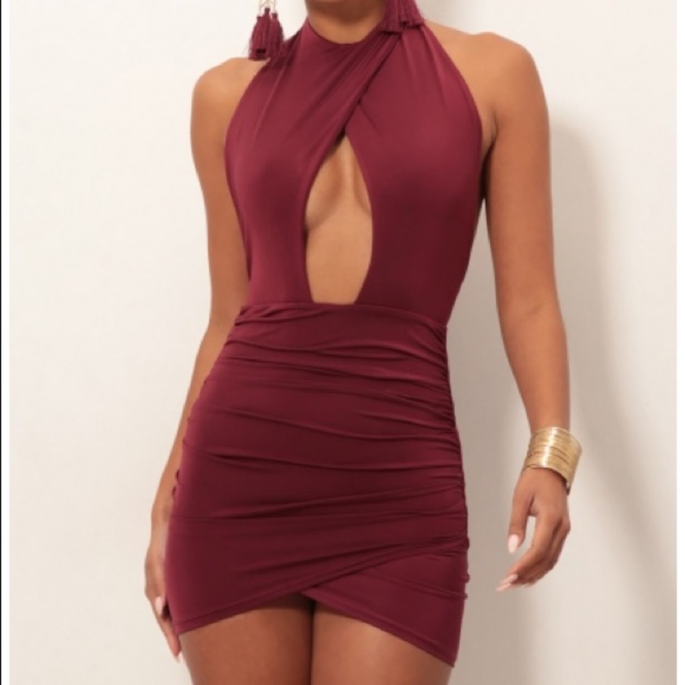 Lucy in the Sky Peek-a-boo Bodycon Dress Plum